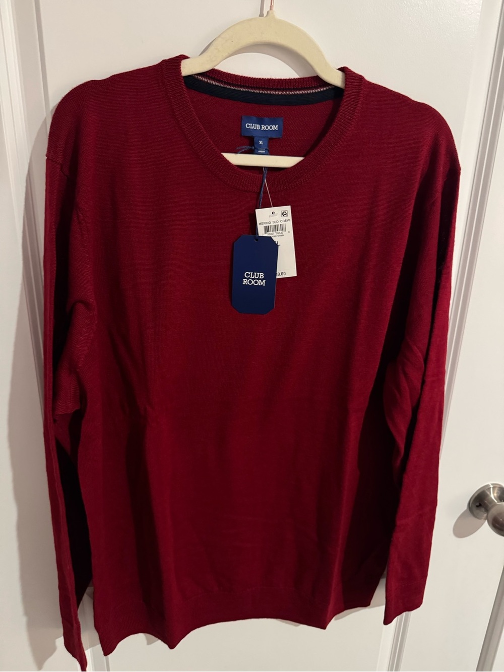 Club Room Men's Solid Crew
Neck Merino Wool Blend Sweater NWT Size XL